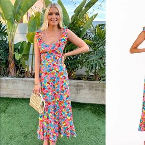 Show Me Your Mumu Alexis Midi Dress - Bright Begonias, Size S.